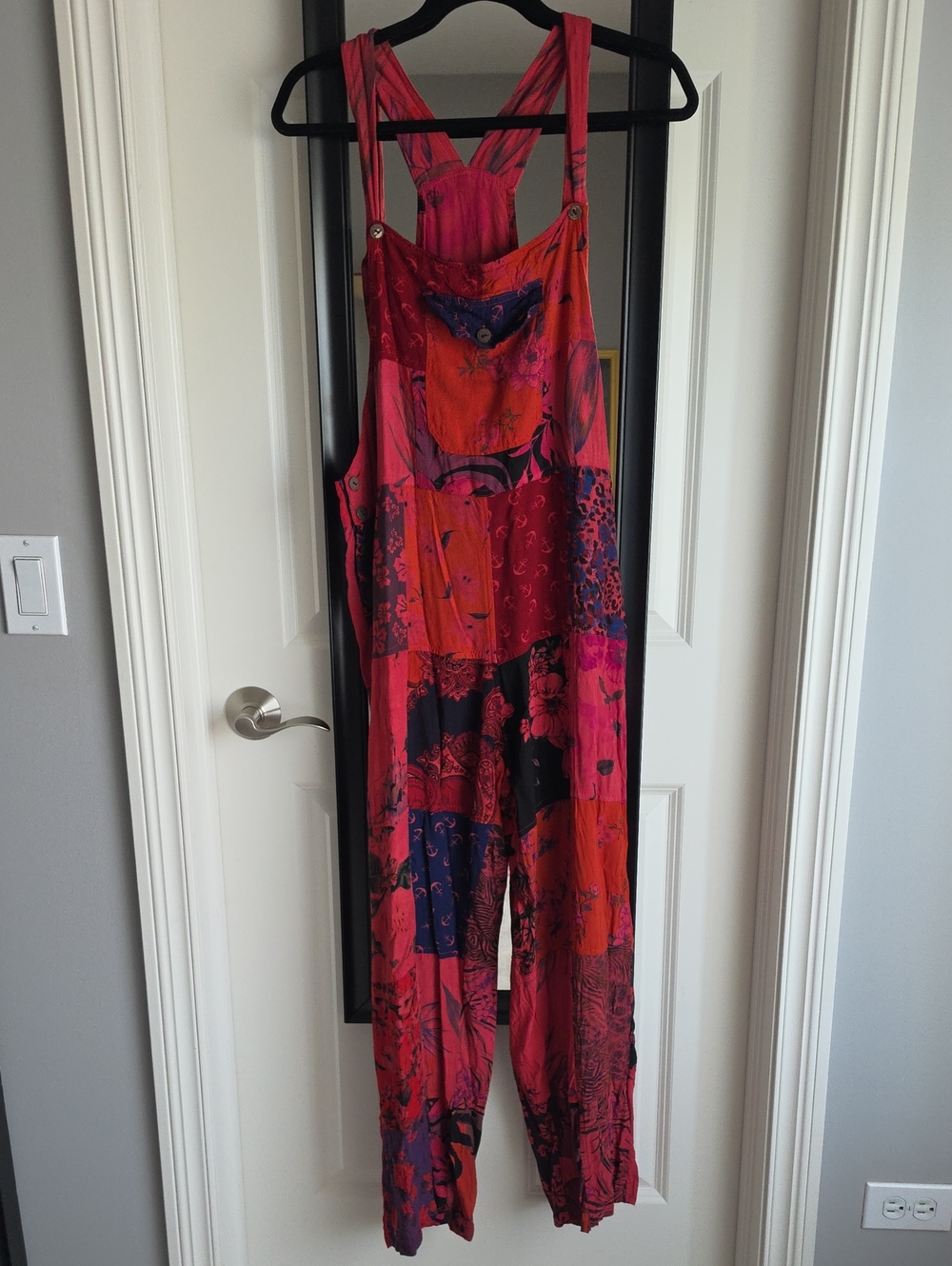 Patchwork Pink & Red Relaxed Jumpsuit